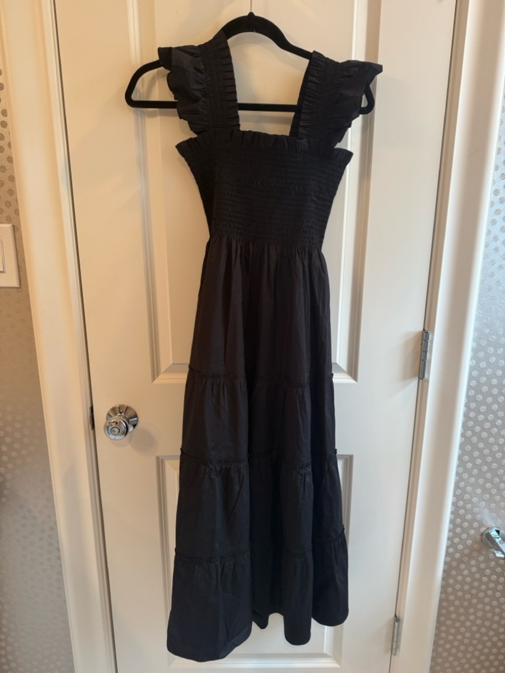 NWT Hill House Ellie Nap Dress Black XS Smocked Ruffle Tiered Maxi - Picture 3 of 3